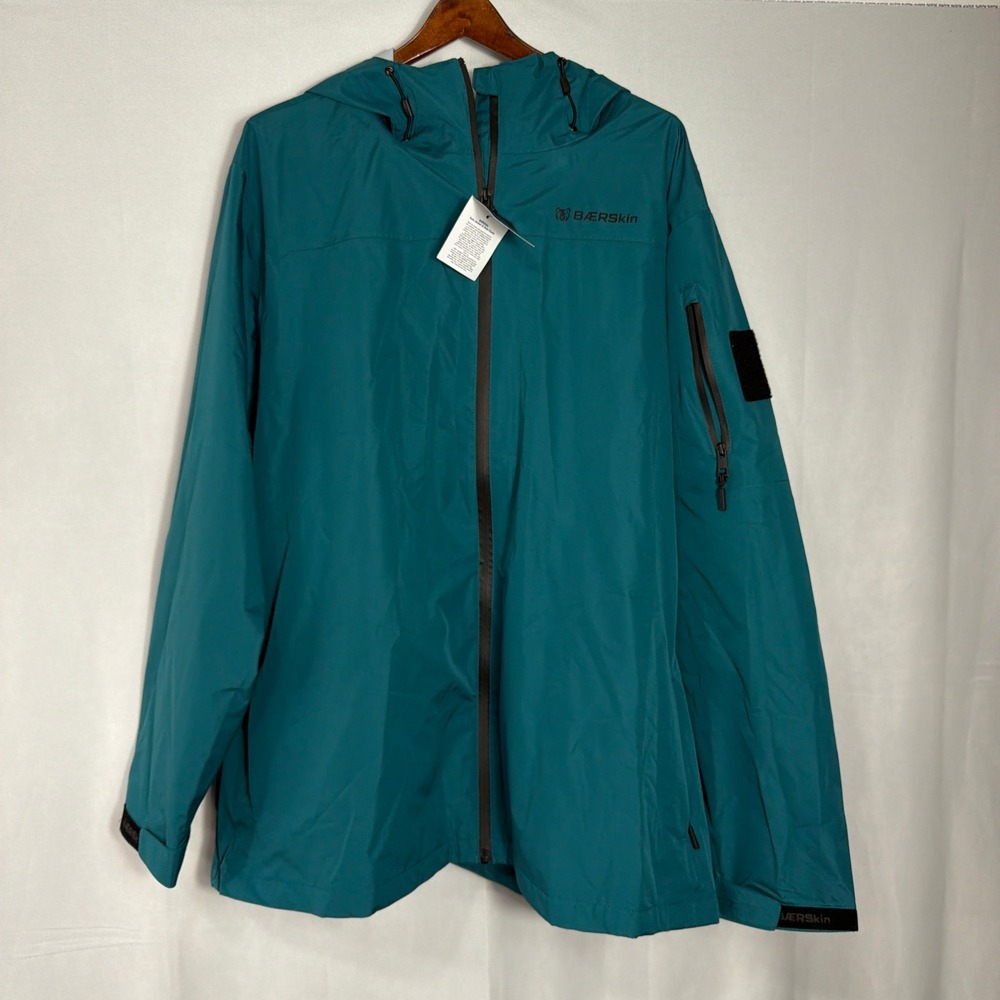 Baerskin Jacket Tactical Ripstop Windbreaker 2XL NWT Hooded Teal Blue Mens